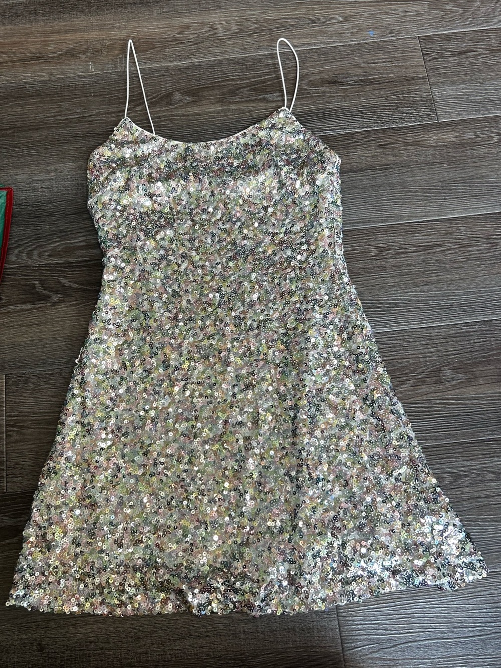 Lovely Day Silver Sequin Spaghetti Strap Mini Dress